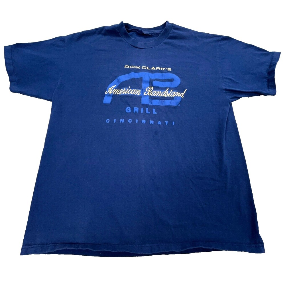 Vintage Dick Clark Shirt Men XL Blue Tee Single Stitch 90s American Bandstand *